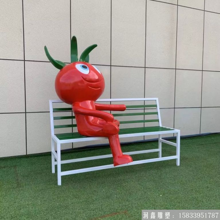 玻璃钢卡通番茄西红柿雕塑座凳