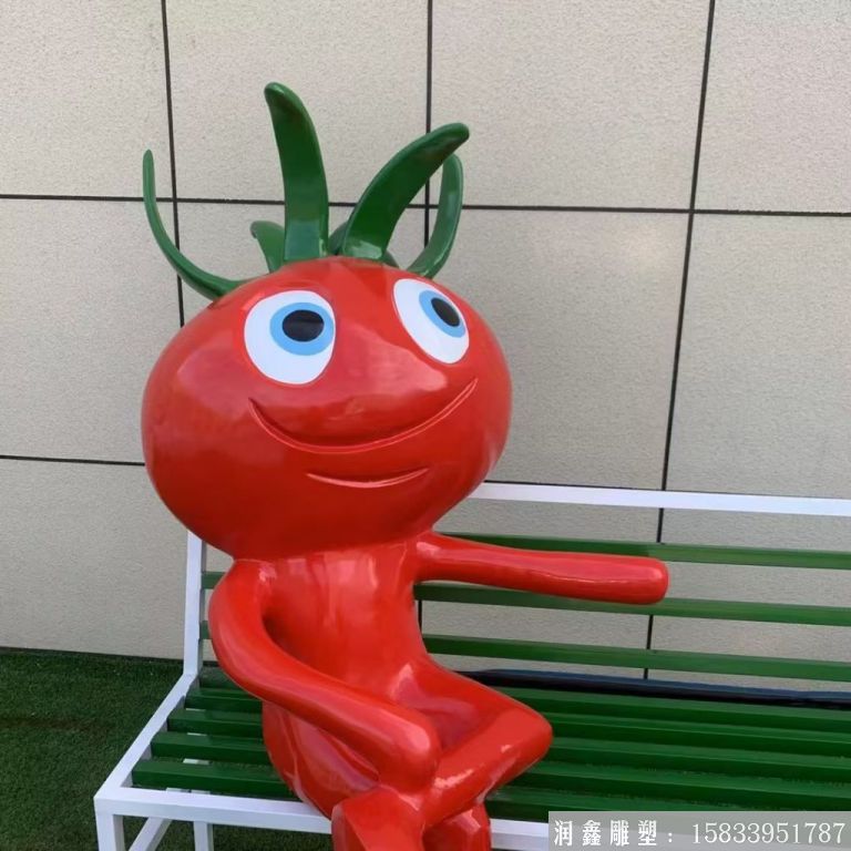 玻璃钢卡通番茄西红柿雕塑座凳2