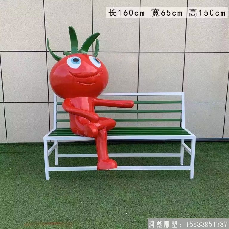 玻璃钢卡通番茄西红柿雕塑座凳9