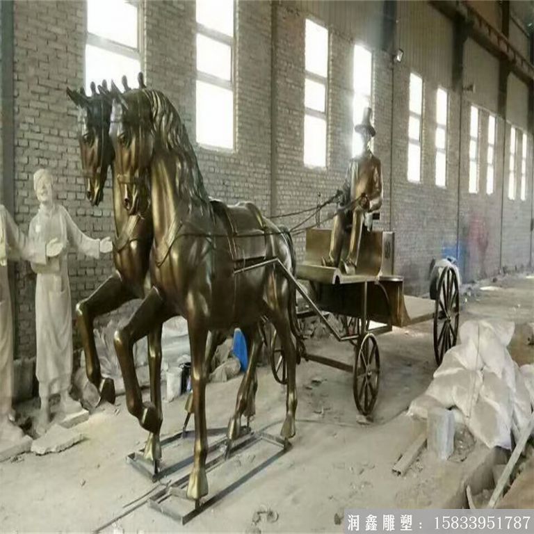 玻璃鋼仿銅馬車雕塑，馬車雕塑定做，啤酒節馬車雕塑3