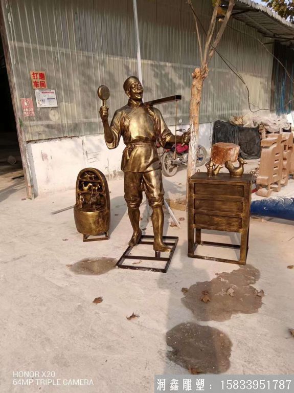 玻璃钢卖货郎雕塑 仿铜人物雕塑1