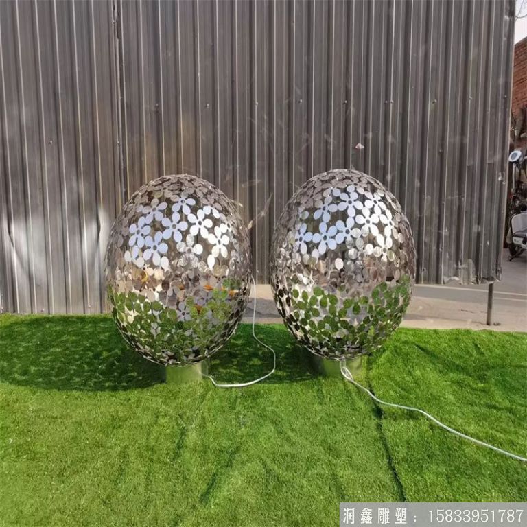 不锈钢镂空球雕塑，发光球体雕塑5