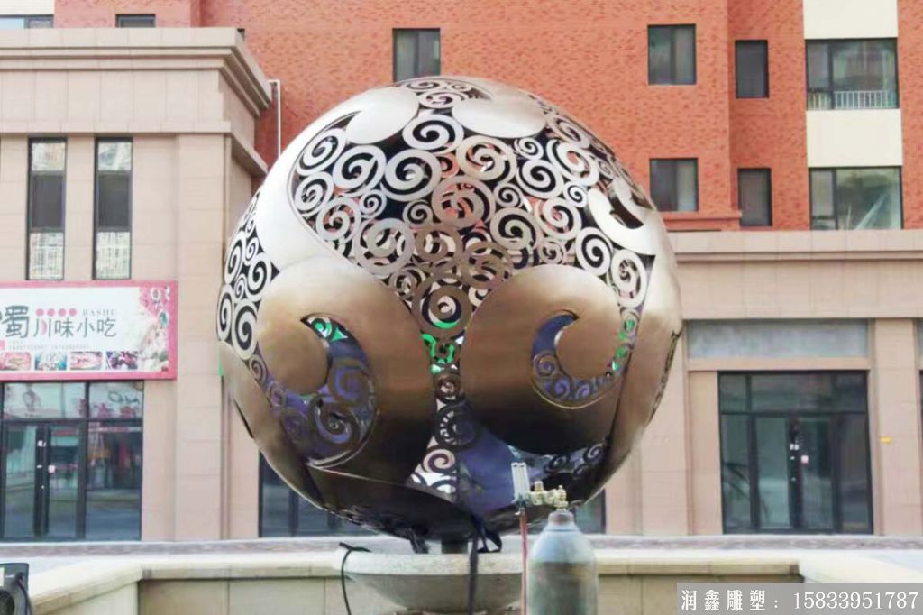 不锈钢空心球镂空球景观雕塑大球1