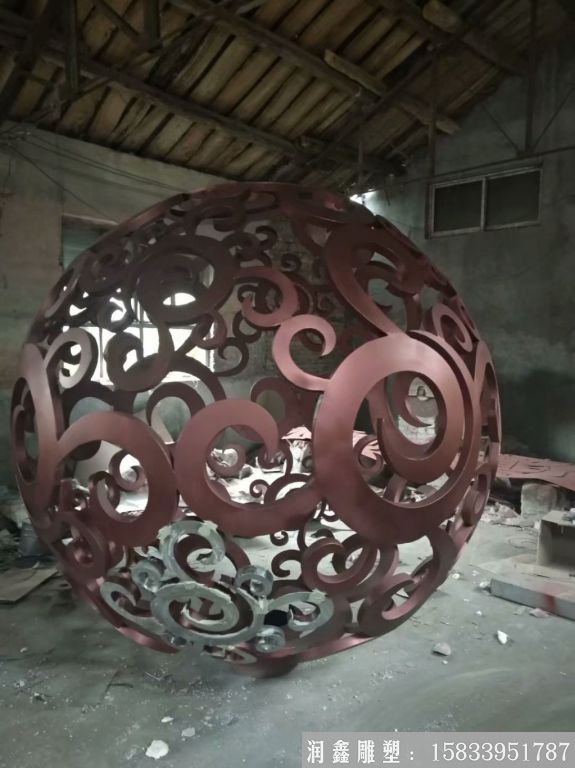 不锈钢金属镂空球雕塑4