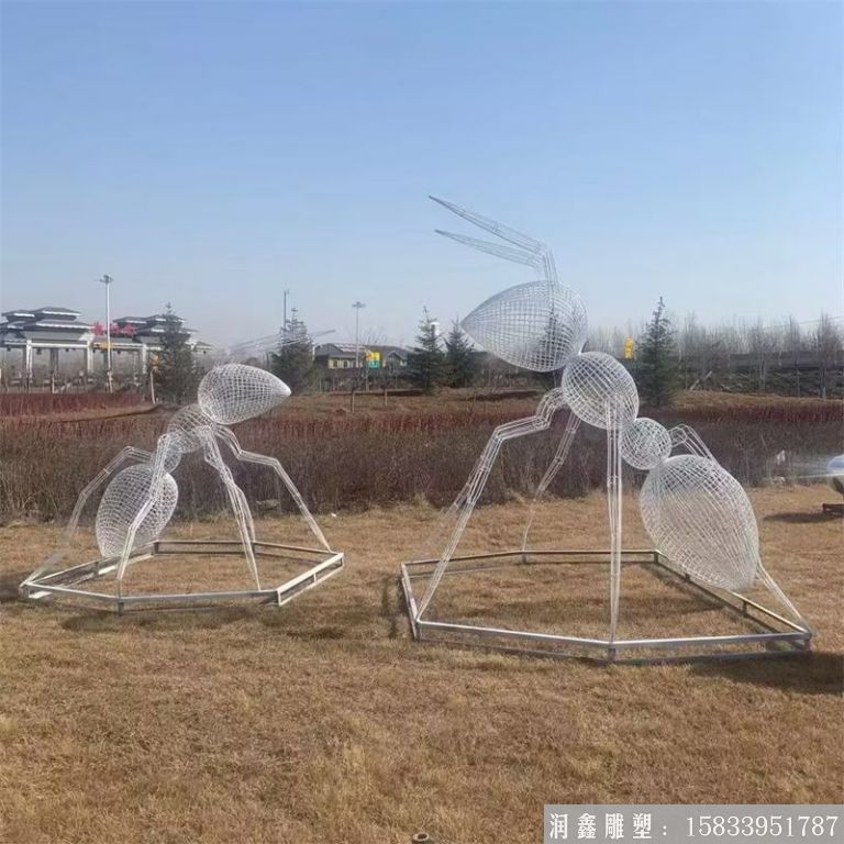 不锈钢蚂蚁雕塑 镂空蚂蚁景观2