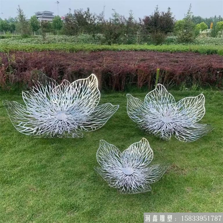 不锈钢镂空装饰花朵雕塑 地产草坪摆件8