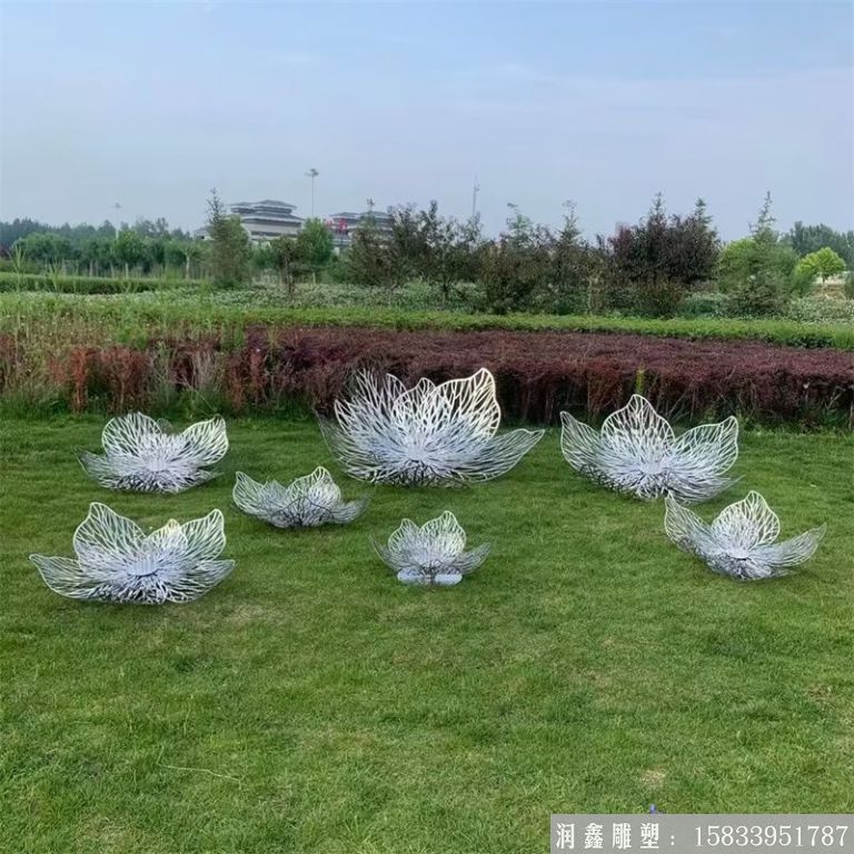 不锈钢镂空装饰花朵雕塑 地产草坪摆件1
