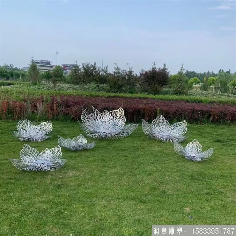不锈钢镂空装饰花朵雕塑 地产草坪摆件3