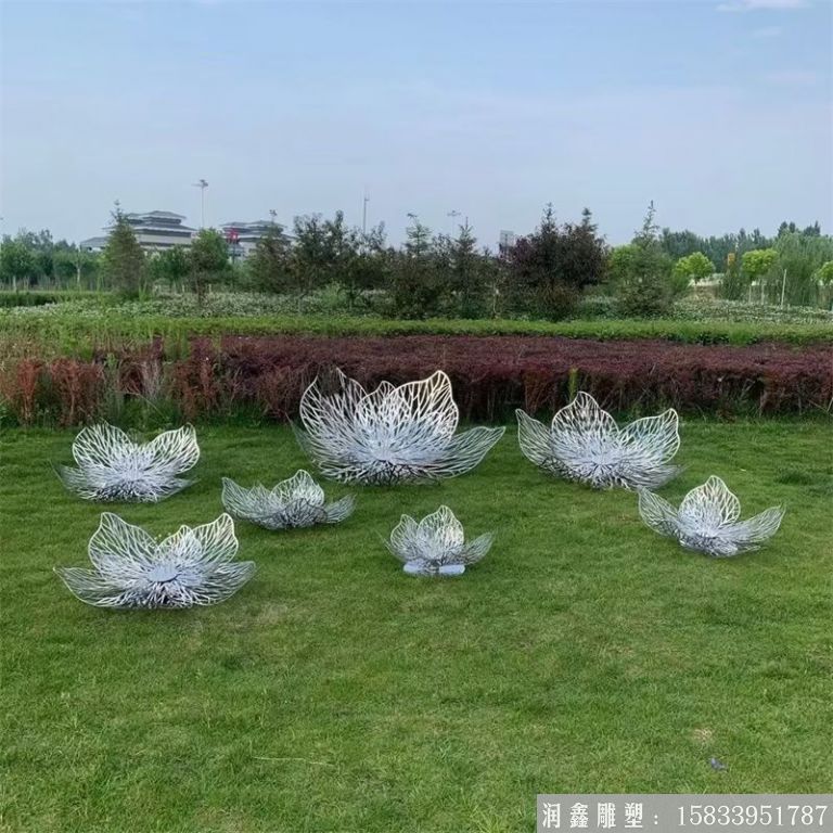 不锈钢镂空装饰花朵雕塑 地产草坪摆件5