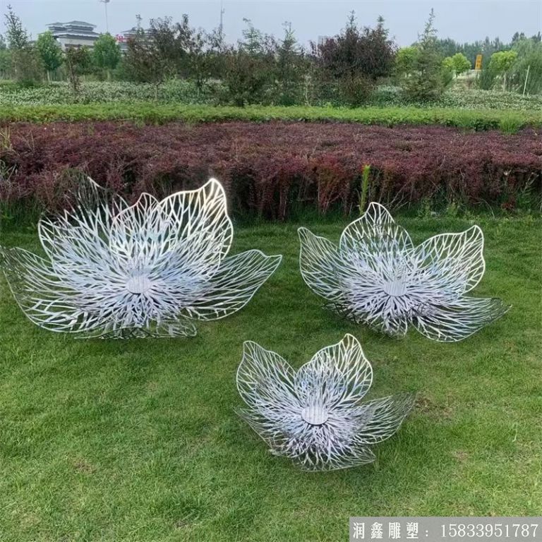 不锈钢镂空装饰花朵雕塑 地产草坪摆件7