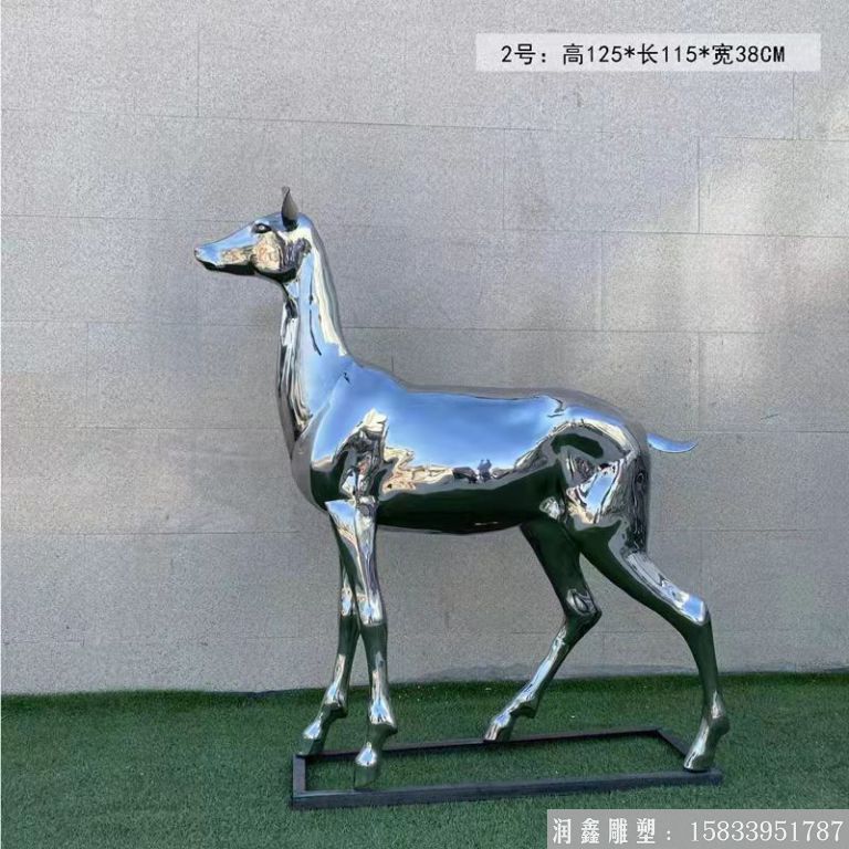 不銹鋼鏡面鹿雕塑 小區景觀動物鹿雕塑6