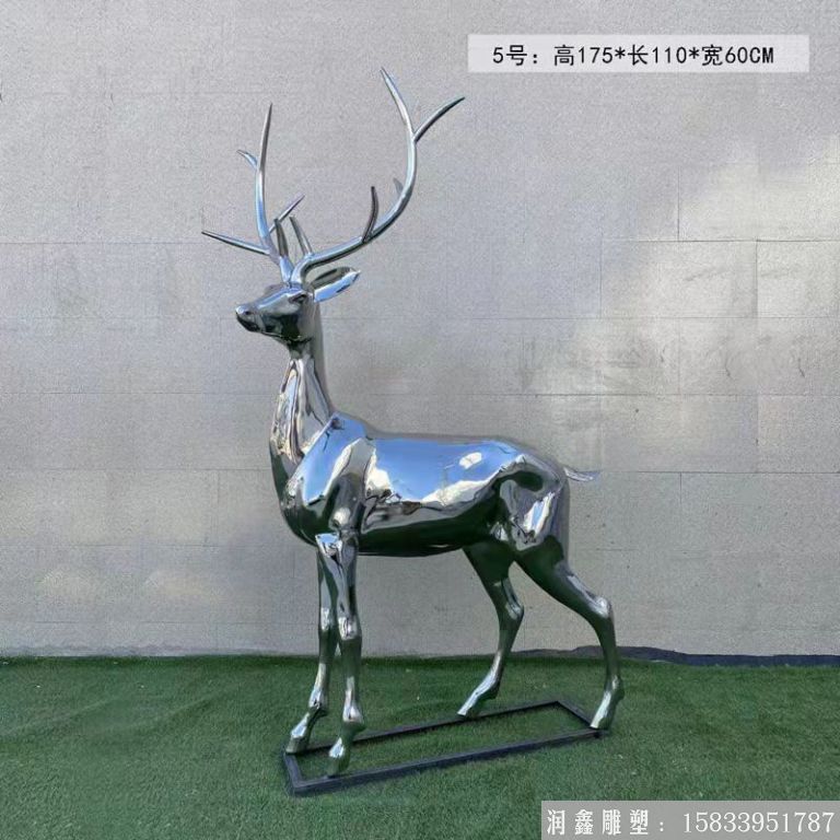 不銹鋼鏡面鹿雕塑 小區景觀動物鹿雕塑5