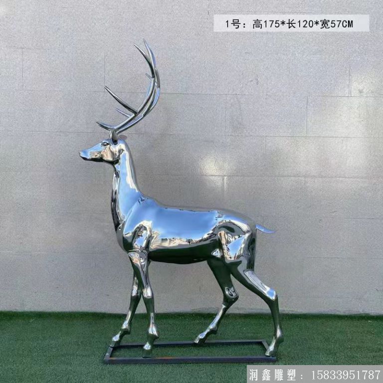不銹鋼鏡面鹿雕塑 小區景觀動物鹿雕塑4