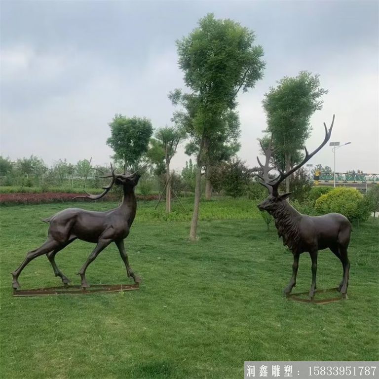 铸铜鹿雕塑 动物鹿雕塑景观1