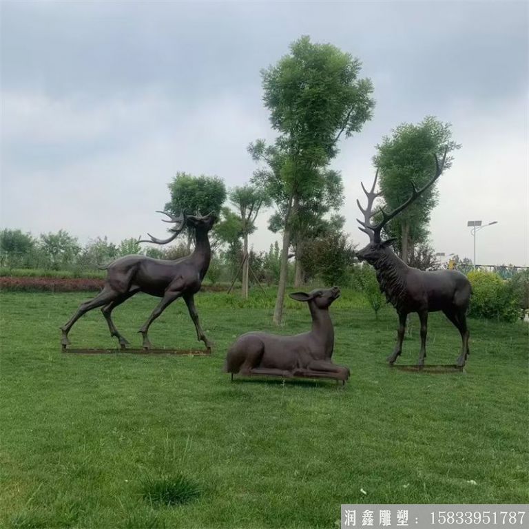 鑄銅鹿雕塑 動物鹿雕塑景觀2