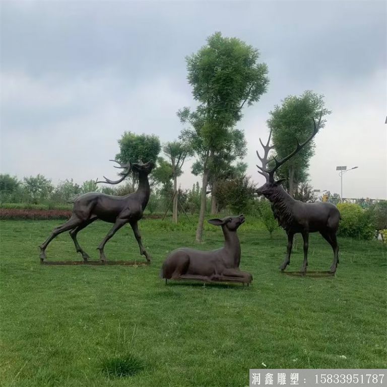 鑄銅鹿雕塑 動物鹿雕塑景觀4