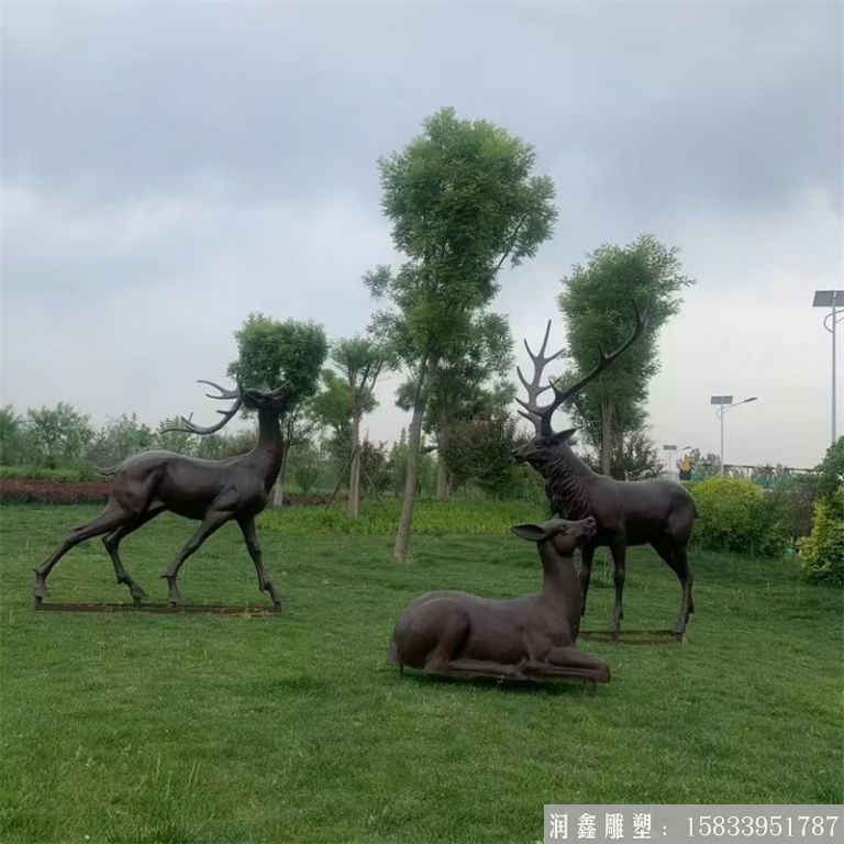铸铜鹿雕塑 动物鹿雕塑景观6