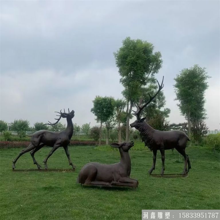 鑄銅鹿雕塑 動物鹿雕塑景觀5
