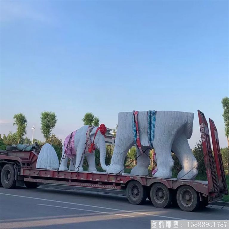 玻璃钢大象雕塑 大型动物大象景观