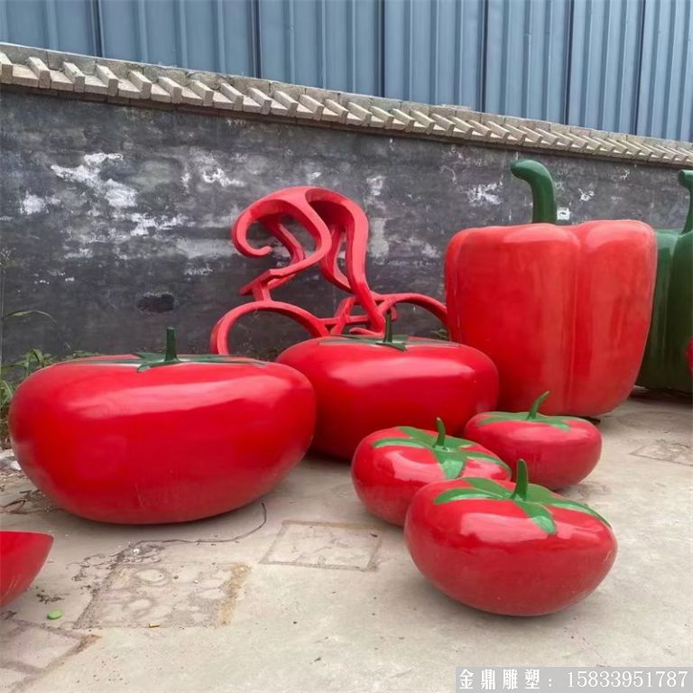 玻璃钢卡通番茄西红柿雕塑座凳6