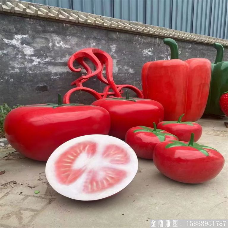 玻璃钢卡通番茄西红柿雕塑座凳7