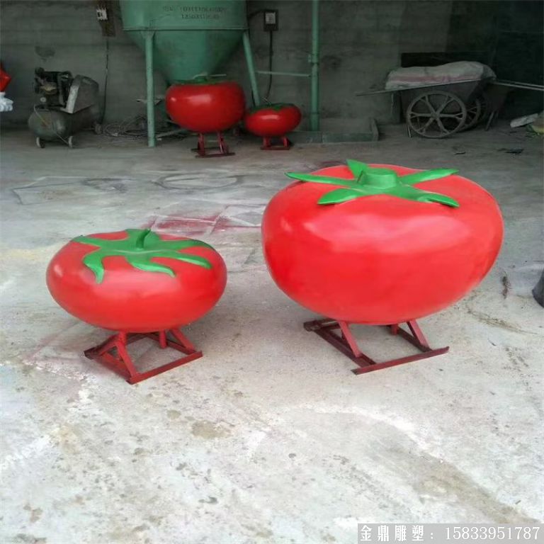 玻璃钢卡通番茄西红柿雕塑座凳11