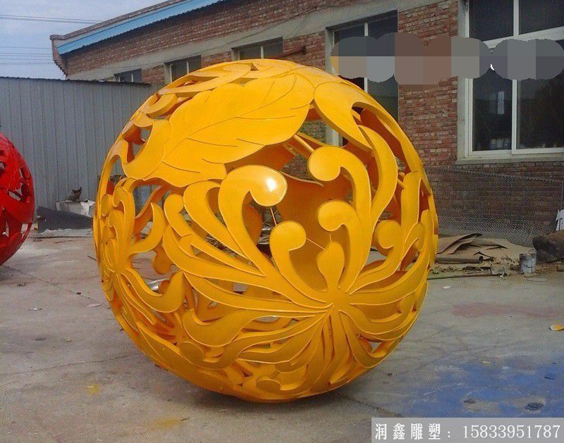 不锈钢喷漆工艺镂空球雕塑