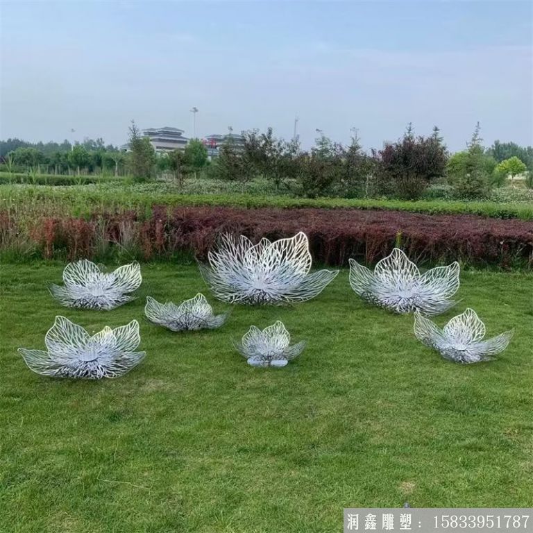 不锈钢镂空装饰花朵雕塑 地产草坪摆件