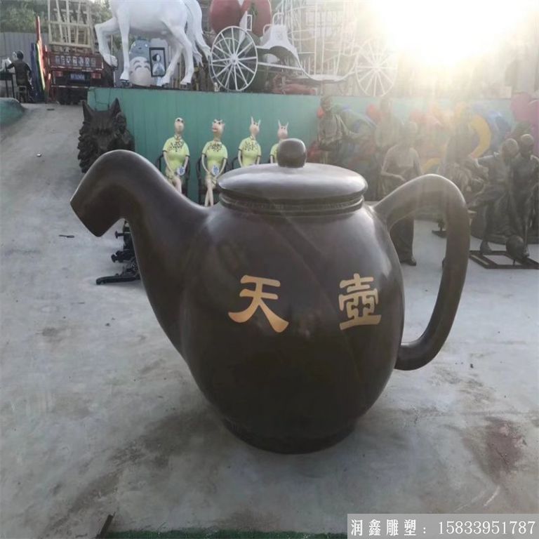 锻铜流水茶壶 喷泉茶壶景观