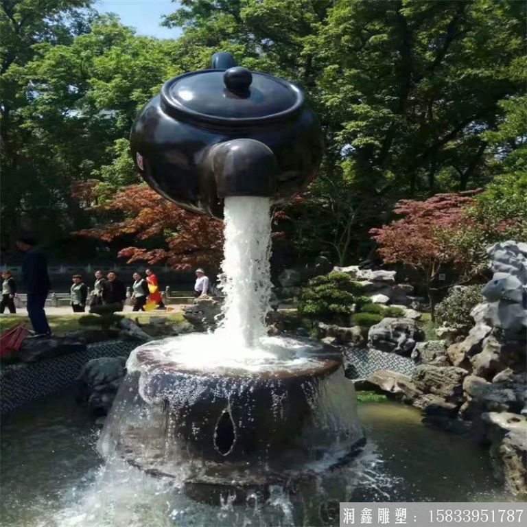 扬州冶春铜壶景观案例 茶壶喷泉