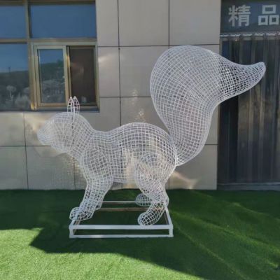 不锈钢镂空松鼠雕塑 小区动物雕塑摆件
