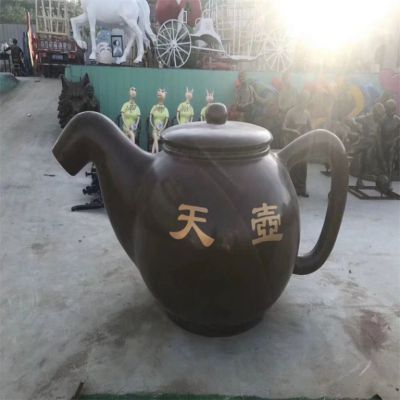 锻铜流水茶壶 喷泉茶壶景观